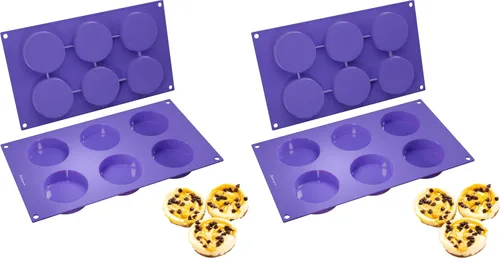 Miniatura 7 de Bakerpan Moldes redondos de silicona para hornear de 2.5 pulgadas, juego de 2 moldes antiadherentes para magdalenas, pasteles Whoopie, mini tartas