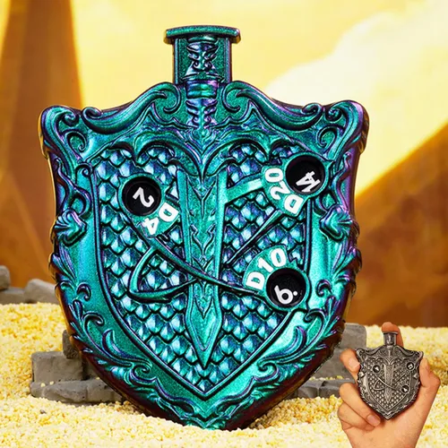 Miniatura 25 de UD - Juego de dados mecánicos de ruleta únicos DND Steampunk Dragones de metal D y D con dados TRPG DND 7 en 1 Spinner Metal D&D Juego de dados