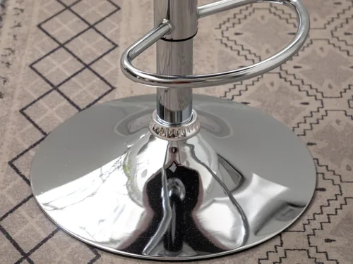 Miniatura 8 de Shell - Juego de 2 taburetes de bar giratorios ajustables con chasis plateado, silla de bar de terciopelo con respaldo medio, taburete de encimera