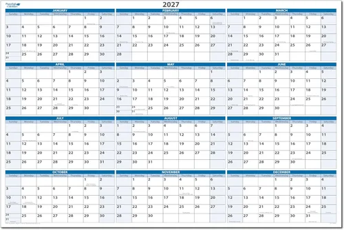 Miniatura 10 de Calendario de pared horizontal borrable en húmedo y seco, azul cielo 2026, 36 pulgadas de alto x 56 pulgadas de ancho con área de planificación
