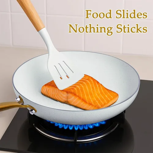 Miniatura 2 de Juego de 18 piezas de ollas y sartenes antiadherentes, juego de utensilios de cocina de cerámica, juegos de cocina para la cocina, apto