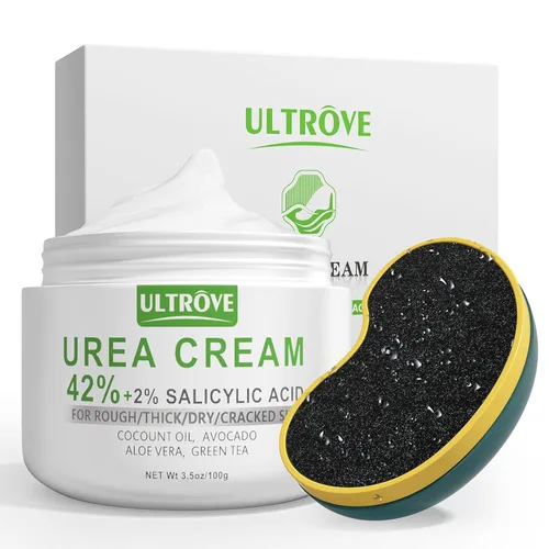 Crema de urea 42% - 2% ácido salicílico hidratante para pies - Quitamanchas y piel muerta, lima reparadora de pies, 3.5 onzas