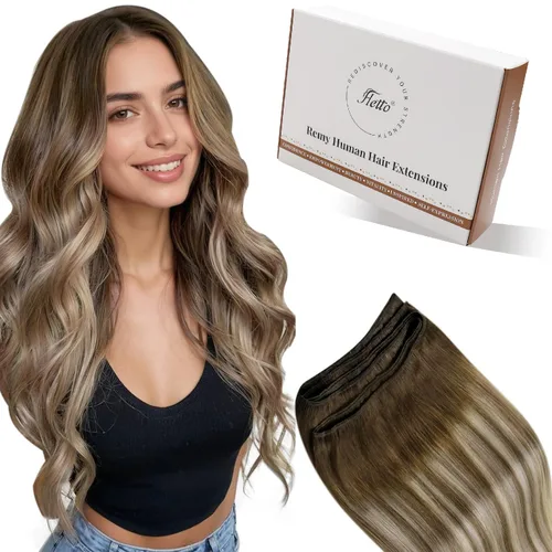 Miniatura 19 de Hetto - Extensiones de cabello humano de trama color rubio platino, 12 pulgadas, 2.47 onzas, #60 Coser en trama, volumen natural diario, suave