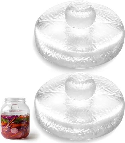Juego de 2 pesas de fermentación de vidrio, 3.7 pulgadas grandes y pesadas, pesas de fermentación de vidrio con asas de fácil agarre para tarros de