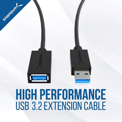 Miniatura 2 de SABRENT Cable de extensión USB 3.0 22AWG - A-Macho a A-Hembra [Negro] 10 pies (CB-3010)