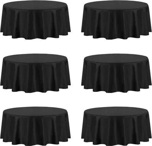 Miniatura 14 de PureFit - Juego de 6 manteles rectangulares negros de 60 x 102 pulgadas para mesas de 6 pies, manteles de lino resistentes a manchas y arrugas