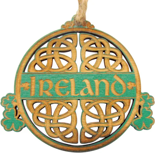 Juego de adornos irlandeses de madera, decoración irlandesa hecha a mano con cuerda de cordel, diseño celta, recuerdo con tarjeta de bendición