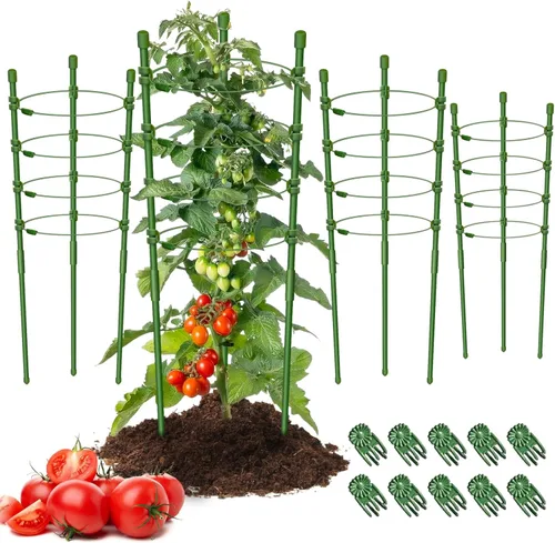 Miniatura 18 de Legigo Paquete de 3 jaulas de soporte para plantas, jaulas de tomate para jardín, estacas ajustables de 18 pulgadas para plantas enrejadas, anillos