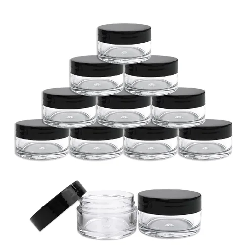 Beauticom - Tarros transparentes redondos de acrílico con tapas para bálsamos labiales, cremas, maquillaje, cosméticos, muestras, ungüentos y otros