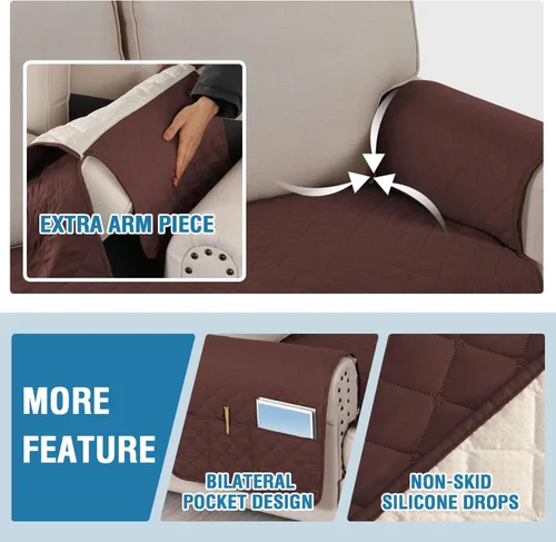 Miniatura 6 de H.VERSAILTEX Fundas de sofá para sofá seccional, 2 piezas, funda de sofá en forma de L, 100% impermeable y lavable, protector de sofá para perros