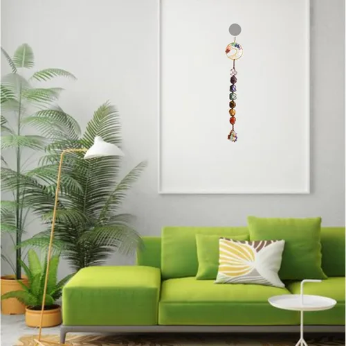 Miniatura 5 de Árbol de la vida de cristal curativo de 7 chakras para colgar en la pared, decoración de interiores, decoración de ventanas, meditación de yoga