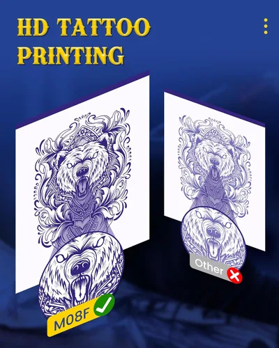 Miniatura 5 de Itari M08F - Impresora inalámbrica de plantillas de tatuajes, máquina de transferencia de tatuajes, copiadora térmica con 10 piezas de papel de Negro