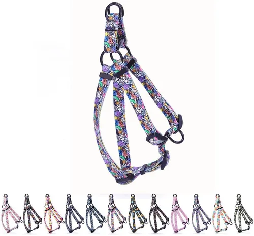 Miniatura 14 de Arnés para perro hembra, bonito patrón geométrico de triángulos geométricos, hebilla de liberación rápida, cuello halter ajustable para perros