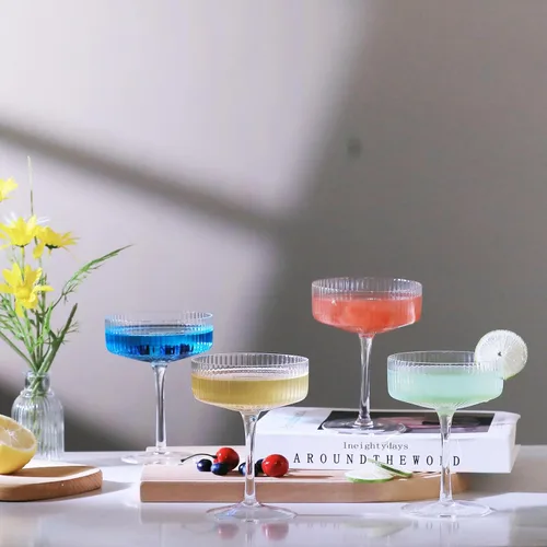 Miniatura 6 de Juego de 4 vasos de cristal soplado a mano, juego de vasos de Martini de 9 onzas con tallo, elegantes vasos de cóctel para bar, Margarita