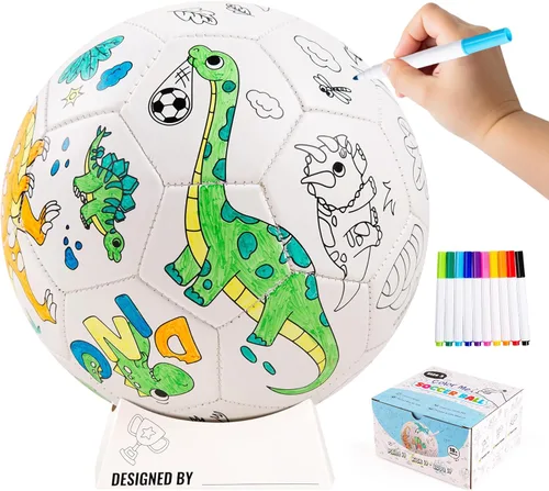 Pinte su propio balón de fútbol con marcadores, kits de manualidades para niños pequeños, regalos de fútbol para niños y niñas, tamaño 3, juguetes