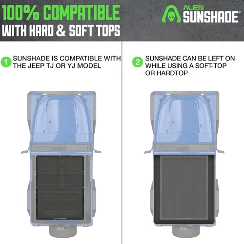 Miniatura 4 de Malla sombra para Jeep Wrangler Alien Sunshade cubierta superior que proporciona una protección UV para tu TJ (1997 – 2006), 56, Negro