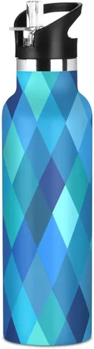 Miniatura 18 de Diamond Teal Royal Blue Double-Wall Insulation Reusable Water Bottle Insulated with Straw Lid BPA-Free Leak Proof for Sport Gym Outdoor Travel School
