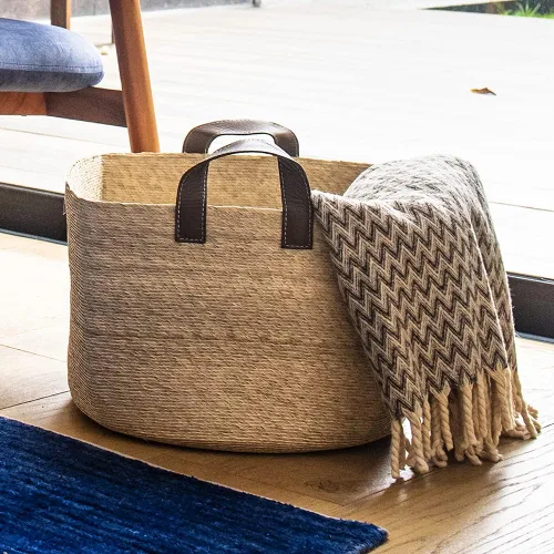 Miniatura 2 de GOMERO - Canasta de palma hecha a mano, ecológica, fabricada con materiales biodegradables, perfecta para usar como decoración, como cesta