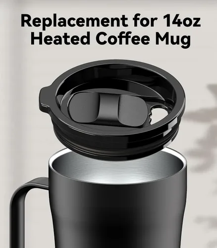 Miniatura 2 de Pusee Tapa deslizante de repuesto para taza de café autocalentable de 14 onzas, tapas a prueba de derrames, compatibles con taza inteligente de 14