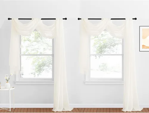 Miniatura 38 de NICETOWN Cenefa decorativa larga para ventana, cenefa de bufanda de boda, cortina de gasa para sala de estar, dormitorio, ceremonia