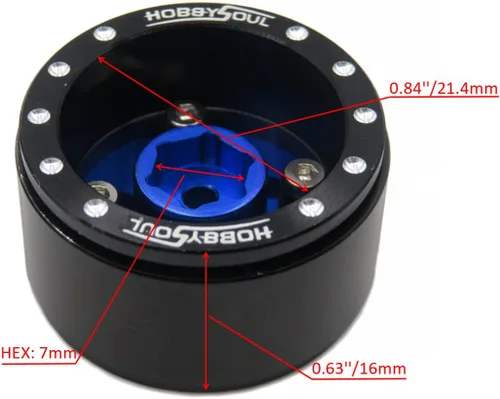 Miniatura 3 de hobbysoul Ruedas RC ajustables con compensación 1.0 Peso 21g/llanta, ruedas Beadlock 1.0 negras y azules para 1/18 Traxxas TRX4M Axial SCX24 90081
