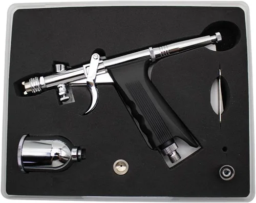 Miniatura 10 de Pistola de disparo de aerógrafo Cepillo de aire de doble acción con agujas de 0.012 in 2CC/5CC/13CC Copa para pintar Kit aerógrafo 166AK 0.012 in