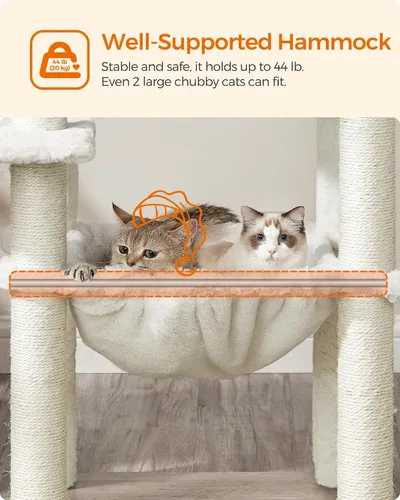Miniatura 6 de Feandrea Árbol para gatos, torre moderna para gatos de 56.3 pulgadas, condominio de felpa de varios niveles con postes rascadores, hamaca, cojín