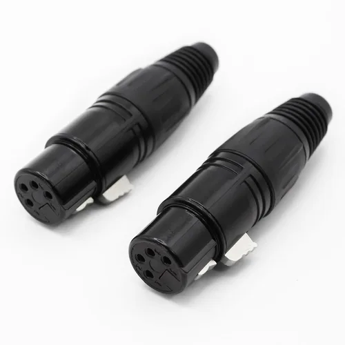 Miniatura 5 de Conector de cable XLR de 4 pines XLR Conector de enchufe hembra de 4 pines Adaptador de audio para micrófono, negro, 5 PCS