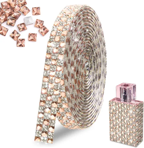 Miniatura 12 de FULZTEY Rollo de cinta de diamantes de imitación de 3 yardas, tira de diamantes de imitación de vidrio blanco para manualidades, cinta de cristal