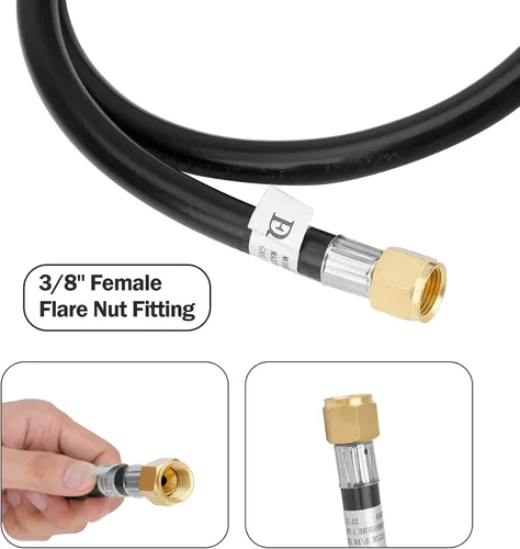 Miniatura 2 de Stanbroil Manguera de propano vertical QCC1 de 4 pies y regulador para parrilla de gas LP, calentador y hoguera, 3/8 pulgadas hembra flare x tuerca