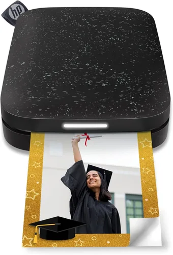 Impresora fotográfica portátil HP Sprocket 2x3 (Negro Noir) Imprime imágenes en papel adhesivo Zink, desde tu dispositivo iOS y Android.