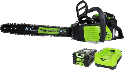 Greenworks Motosierra inalámbrica sin escobillas de 80 V y 18 pulgadas (ideal para tala de árboles, ramas, poda y leña) / más de 75 herramientas