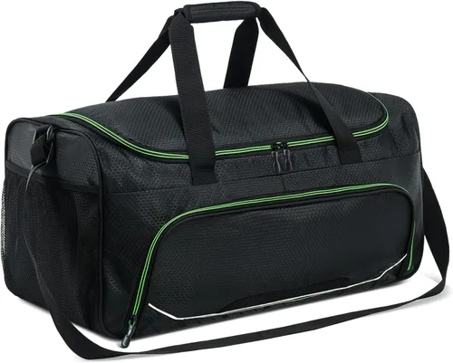 Uarition Bolsa de gimnasio para hombre, 21 pulgadas, grande, para viajes y deportes, VerdeNegro, Bolsa de gimnasio para hombre