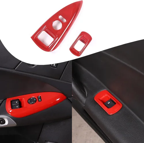 Miniatura 9 de Lcojicep Marco de interruptor de elevación de vidrio compatible con Corvette C6 Z06 ZR1 2005-2013 botón de elevación de cristal de ventana
