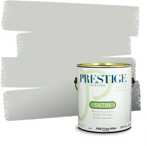Miniatura 102 de Prestige Paints - Pintura exterior e imprimación en uno, 1 galón, plano, compatibilidad comparable con el color menta «Whipped Mint» de Behr