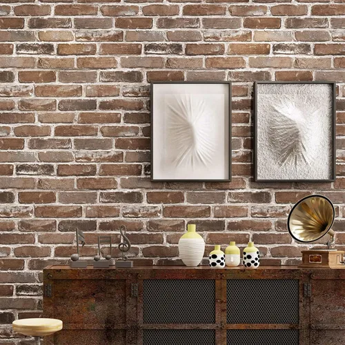 Papel tapiz de ladrillo marrón para despegar y pegar, con textura realista de piedra de roca, papel de contacto autoadhesivo en relieve, vintage,