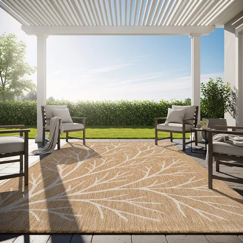 Miniatura 16 de Alfombra Lavable para Interiores y Exteriores 8x10 Resistente a la Intemperie Alfombras de Área Modernas de Yute Sólido para Porche Terraza Balcón