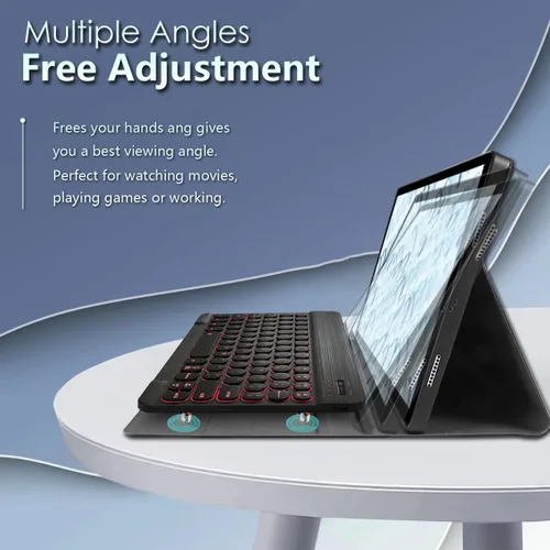 Miniatura 4 de Funda con teclado retroiluminado para Samsung Galaxy Tab S5e de 10.5 pulgadas 2019, 7 colores de retroiluminación desmontable teclado inalámbrico
