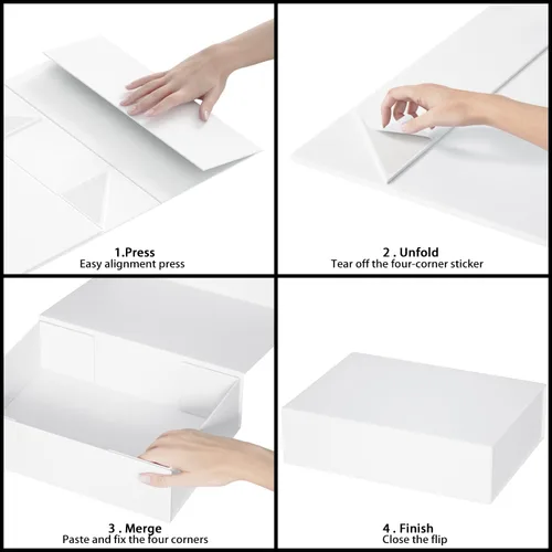 Miniatura 3 de ROSTELACK Caja de regalo blanca de 11.9 x 8.5 x 3.3 pulgadas con tapa de cierre magnético para regalos, caja de regalo de dama de honor, bonita