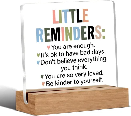 Regalos Inspiradores y Motivacionales para Empleados, Pequeños Recordatorios, Estás Bien, Letrero Decorativo de Escritorio Transparente de Acrílico