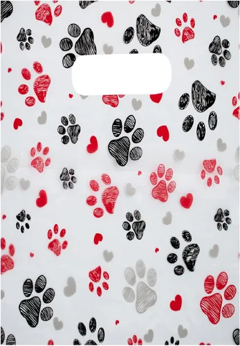 Miniatura 19 de 100 bolsas con estampado temático de mascotas, estampado de perro/gato/hilo, MSP1002, bolsas de plástico transparente para dispersos, bolsa