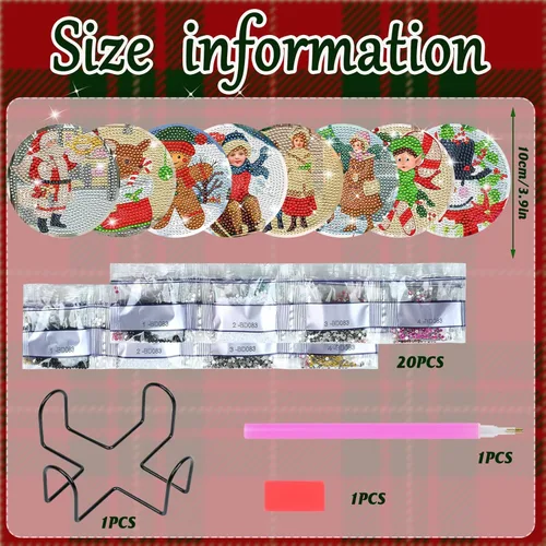 Miniatura 2 de XEFINAL Posavasos de Pinturas de Arte de Diamantes Vintage de Navidad Posavasos de Pintura de Arte de Diamantes con Soporte DIY Kits de Pintura