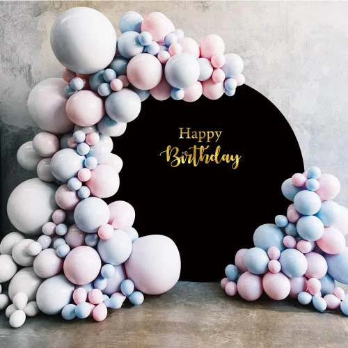 Miniatura 2 de Telón de fondo redondo de poliéster de 5 x 5 pies, fondo redondo negro para fotografía de recién nacido, baby shower, niños, primer cumpleaños