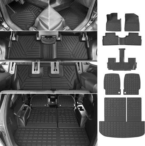 Miniatura 18 de powoq Tapete de suelo compatible con Honda Pilot 2016-2022 con alfombrilla de respaldo, forro de carga de repuesto para accesorios Honda Pilot