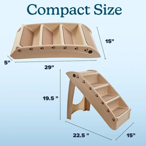 Miniatura 7 de Escaleras plegables de plástico para mascotas, durables, interiores o al aire libre, diseño de 4 pasos, cuatro, Bronceado Canela