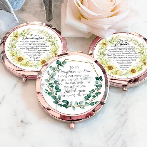 Miniatura 3 de Regalos para mi nuera, espejo compacto para cumpleaños, Navidad, día de boda, regalos para nuera de suegra para regalo de nueva hija