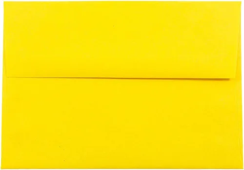 JAM PAPER Sobres de invitación de colores A7 - 5 1/4 x 7 1/4 - Amarillo reciclado - 100 unidades Pack of 100
