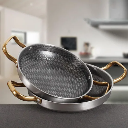 Miniatura 5 de Angoily Sartén antiadherente de acero inoxidable con forma de panal para mariscos, cangrejos de río y huevos, utensilios de cocina compatibles