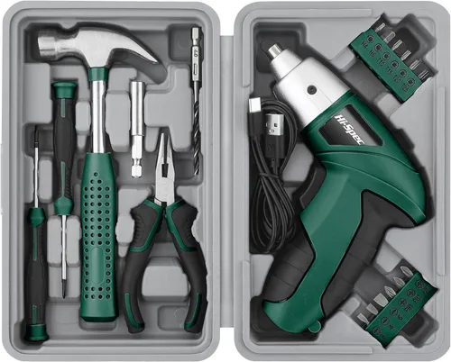 Miniatura 11 de Hi-Spec Juego de destornilladores eléctricos de pequeña potencia USB azul de 27 piezas de 3.6 V. Inalámbrico y recargable con juego de puntas