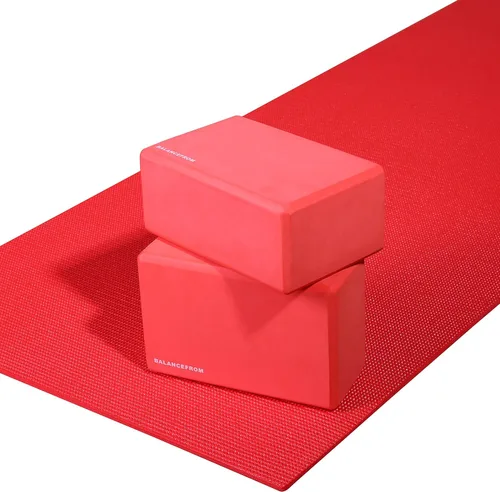 Miniatura 6 de BalanceFrom GoYoga - Juego de 2 bloques de yoga de alta densidad, 9 x 6 x 4 pulgadas cada uno Rojo